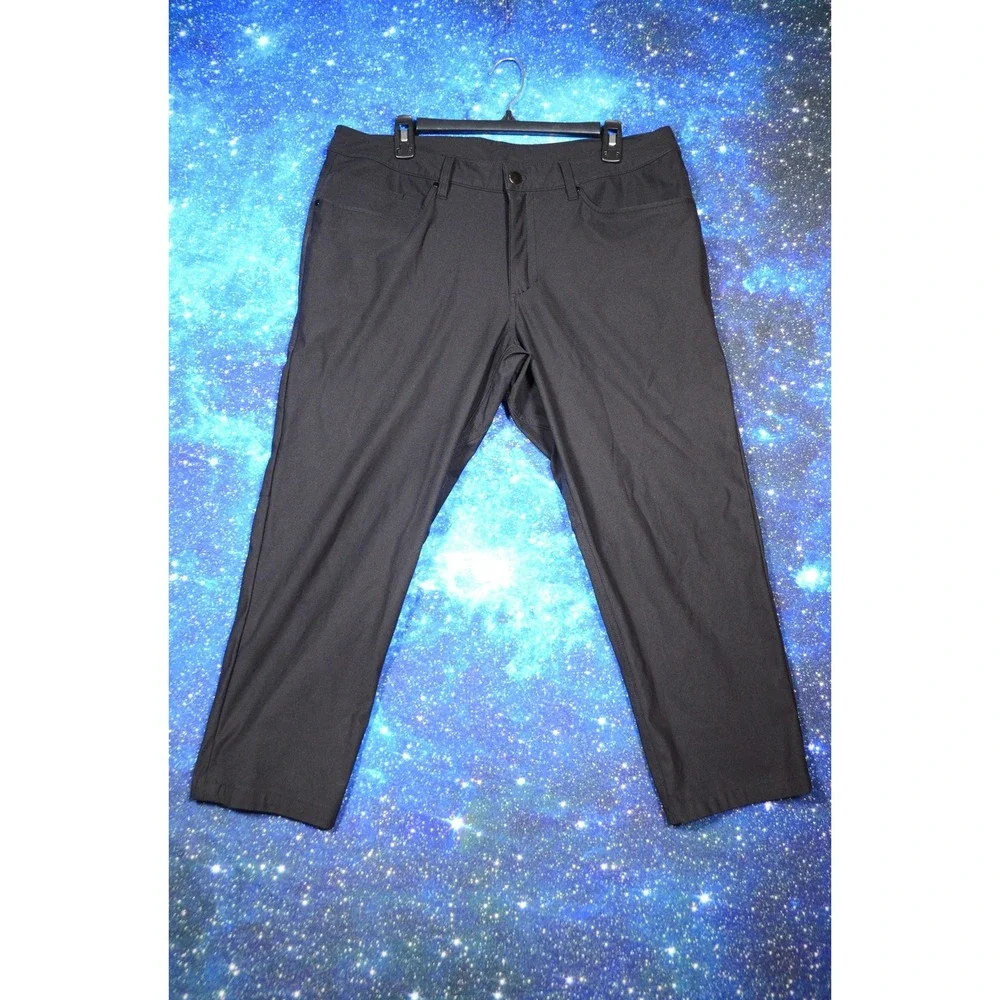 Lululemon Commission Pants Mens 35x25 Black Straight Leg Zip Pockets Casual
